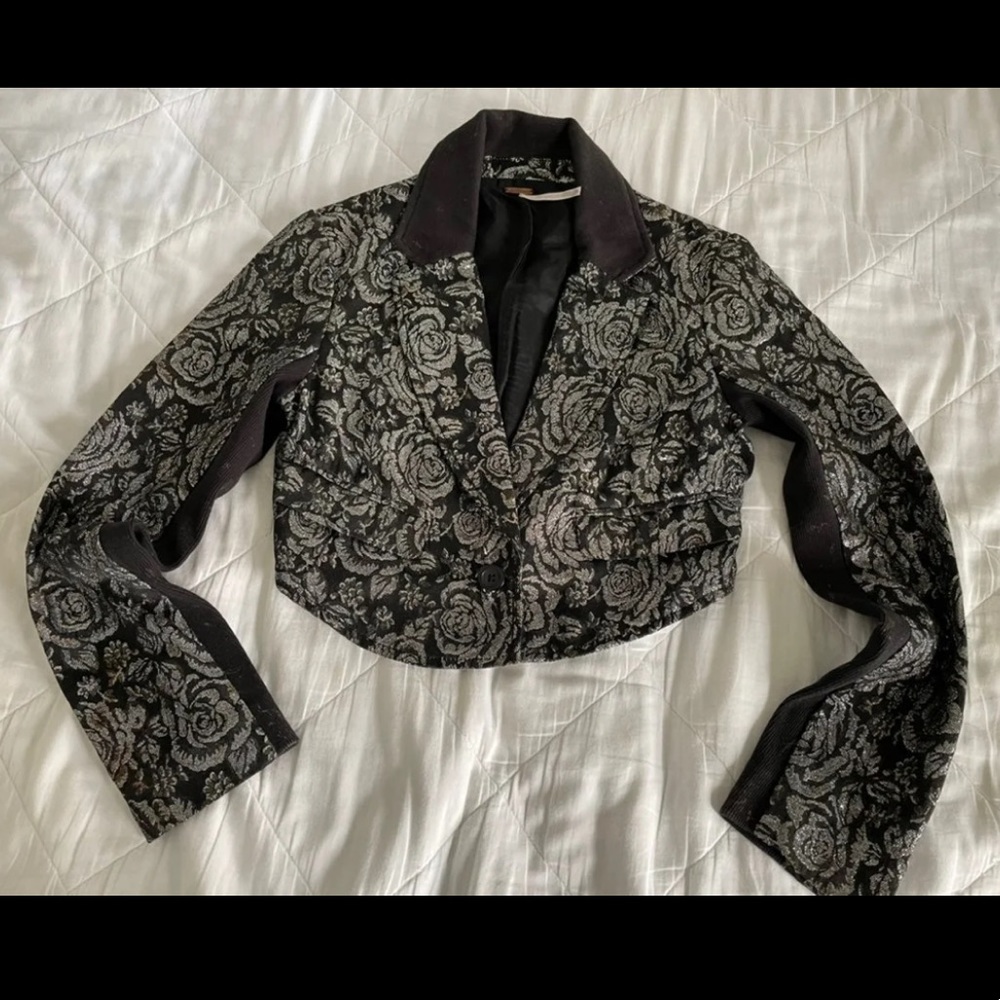 Free People jacquard cropped blazer